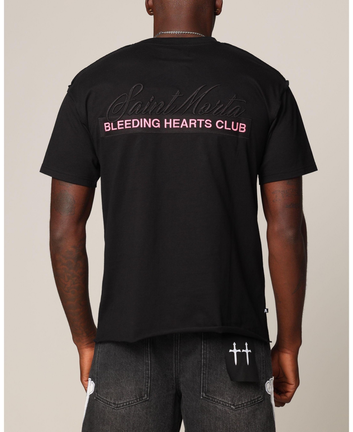 Saint Morta Men's Bleeding Hearts Club Cut T-Shirt Black