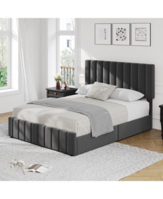 Easy Assembly Queen Size Upholstered Bed Frame Space Saving, for Living Room, Guest Room