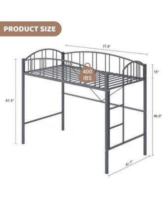 Easy Assembly Twin Loft Bed – Heavy Duty Metal Frame Space Saving, for Living Room, Guest Room