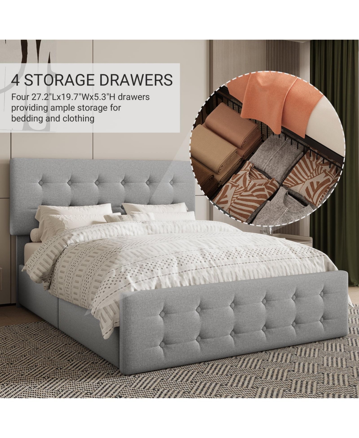 gaomon Easy Assembly Full Size Bed Frame Space Saving, for Living Room