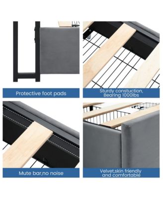 Easy Assembly Queen Size Upholstered Platform Bed Frame Space Saving, for Living Room, Guest Room