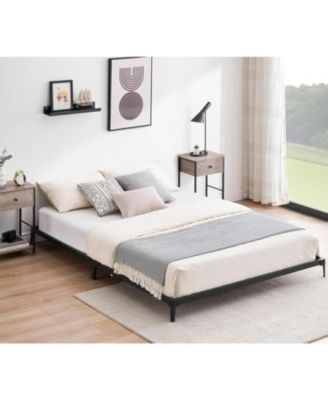 Easy Assembly 6 Inch Queen Size Bed Frame Low Profile Metal Platform Bedframe Space Saving, for Living Room, Guest Room