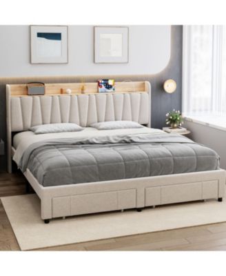 Easy Assembly King Size Bed Frame Space Saving, for Living Room, Guest Room