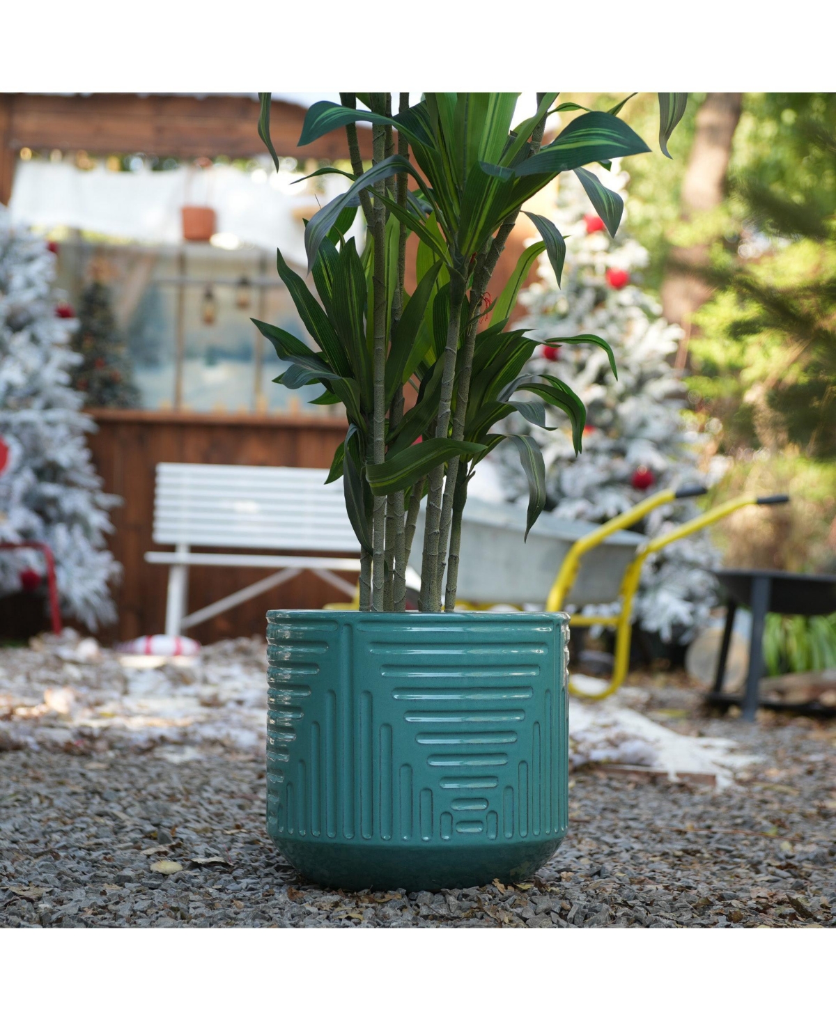 Clihome Handmade Ceramic Planter Pot for Monstera & Fiddle Leaf Fig,16 Inch Breathable Indoor/Outdoor Plant with Textured Design