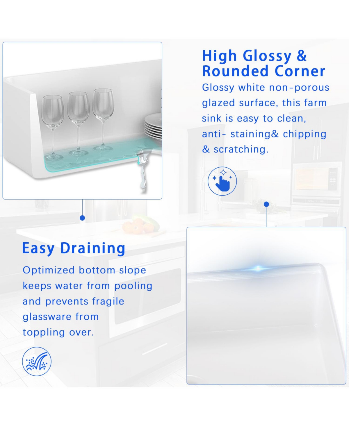 flynama 30x20inch Fireclay Workstation Farmhouse Kitchen Sink Apron Front Deep Single Bowl