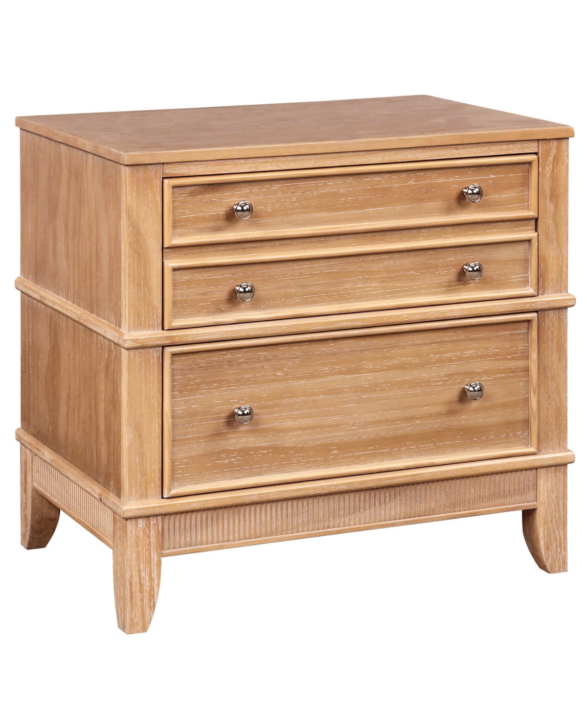 Boyel Living Hazel 3-Drawer Side Table with Pewter Hardware, End Table Nightstand for Bedroom