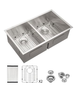 28x19x10 Inch Double Bowl 5050 Undermount Kitchen Sink 16 Gauge T304 Stainless Steel With Two 10 Inch Deep Basin
