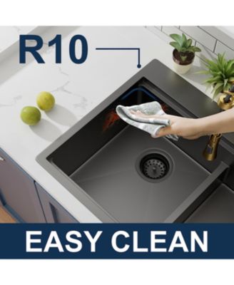 33inch Gunmetal Black Topmount Workstation Kitchen Sink 16 Gauge Stainless Steel Double Bowl