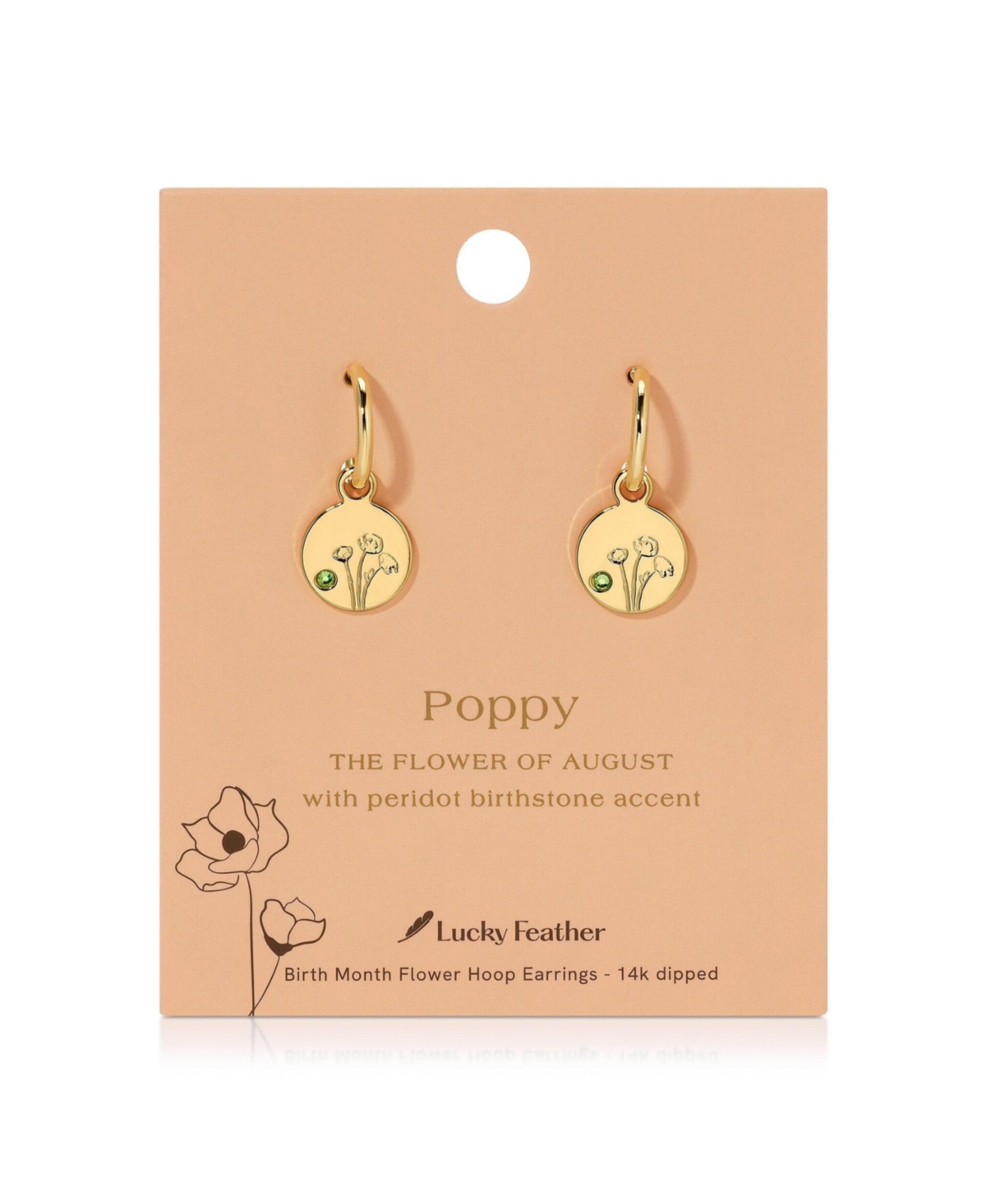Lucky Feather Birth Month Flower Earrings