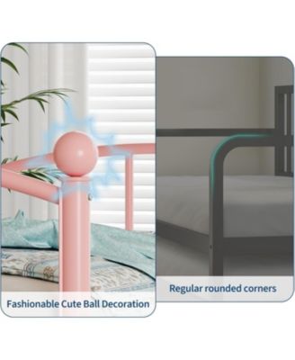 Daybed, Sturdy Metal Day Bed with Steel Slat Support, Arched Headboard Sofa Bed for Living Room - Twin