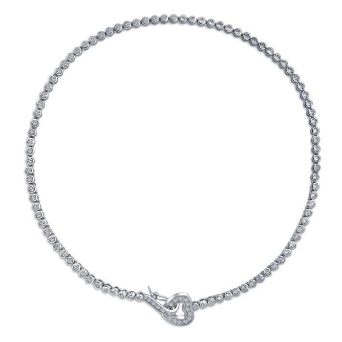 Bling Jewelry Romantic Bridal Heart Design CZ Cubic Zirconia Bezel Set