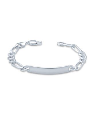 ID Identification Bracelet 6.5 MM Figaro Chain Link .925 Sterling Silver Made In Italy