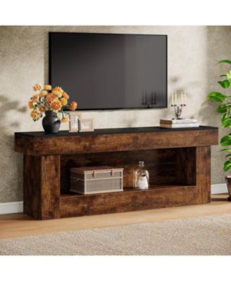 63-inch TV Stand with Storage, Entertainment Center for 60/65/70 Inches TVs, Rustic Media TV Console with Open Storage Space