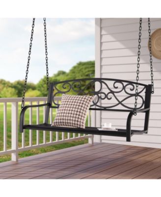 Outdoor 2-Person Metal Porch Swing Chair with Chains