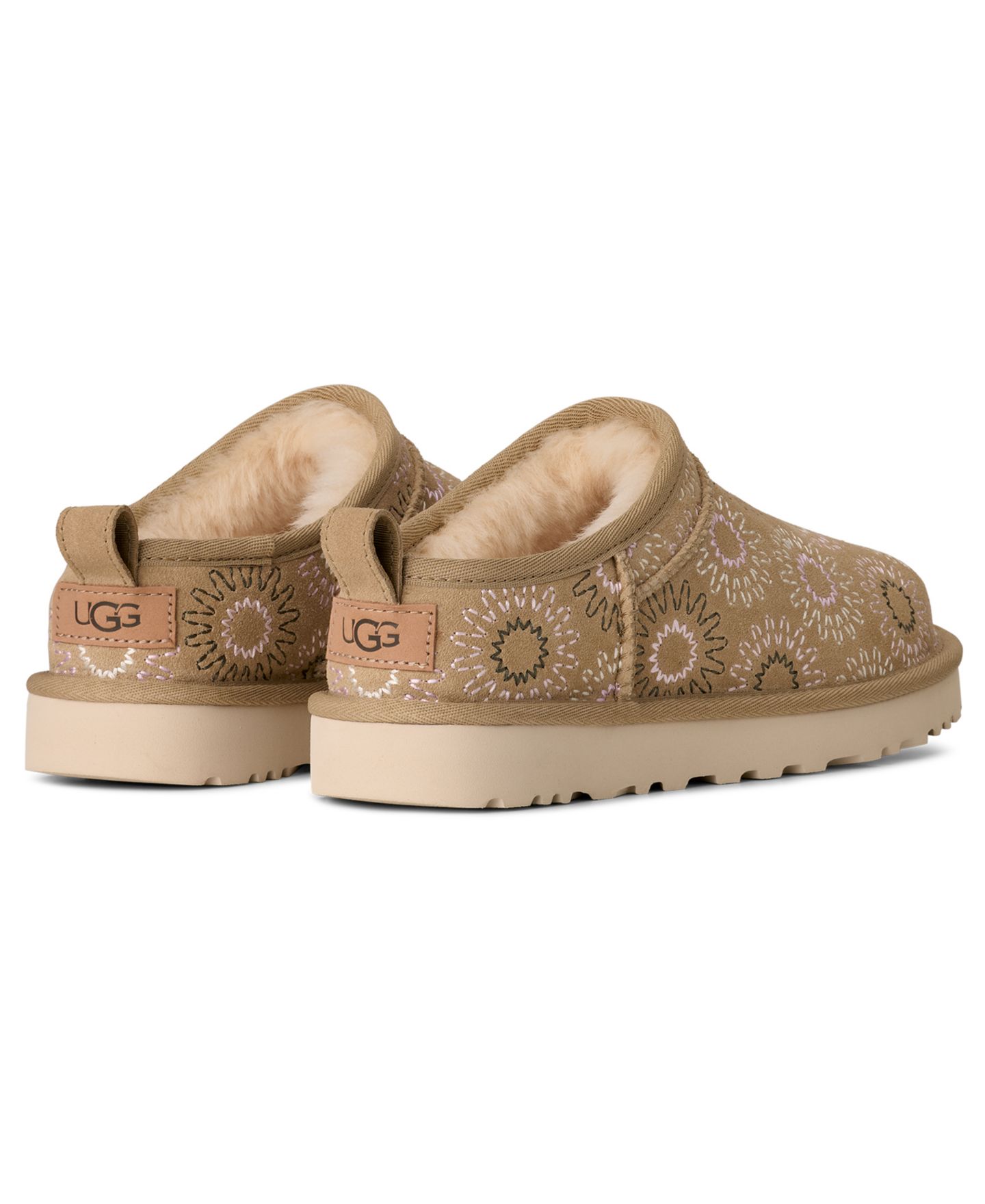 Женские тапочки UGG® Classic Micro Sun Stitch Slip-On Slippers, цвет: Горчичный — фото 3