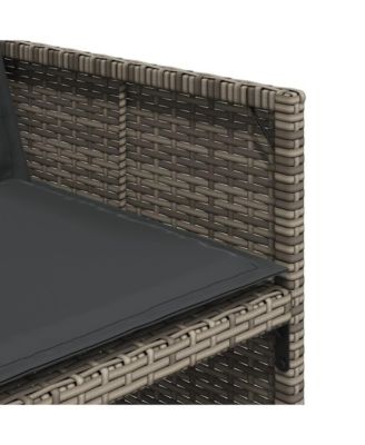 Patio Chairs with Cushions 4 pcs Gray Poly Rattan