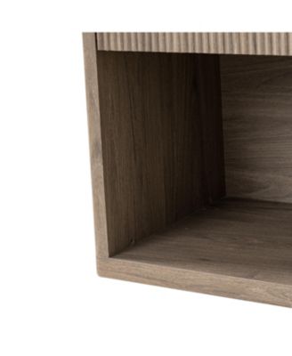 MDF Mid Century Nightstand with Drawer, Fluted Bed Side Table End Table for Bedroom Living Room Sofa Couch