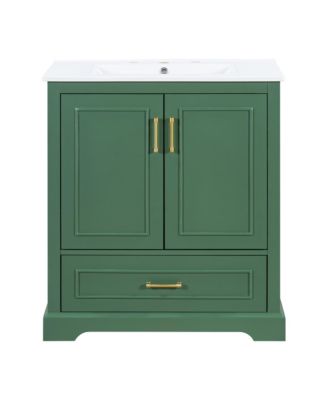 Freestanding 30 in. Bathroom Vanity with Sink, MDF and Solid Wood Frame, 1 Divider Drawer and 2 Soft-close Doors (Double Shelf on Door)