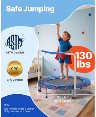 Kids 36" Foldable Trampoline w/ Handle, Indoor/Outdoor, Ages 3+
