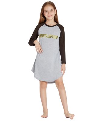 Girls Nightgown Varsity Raglan Long Sleeve Hogwarts Pajama Gryffindor Slytherin Ravenclaw Hufflepuff
