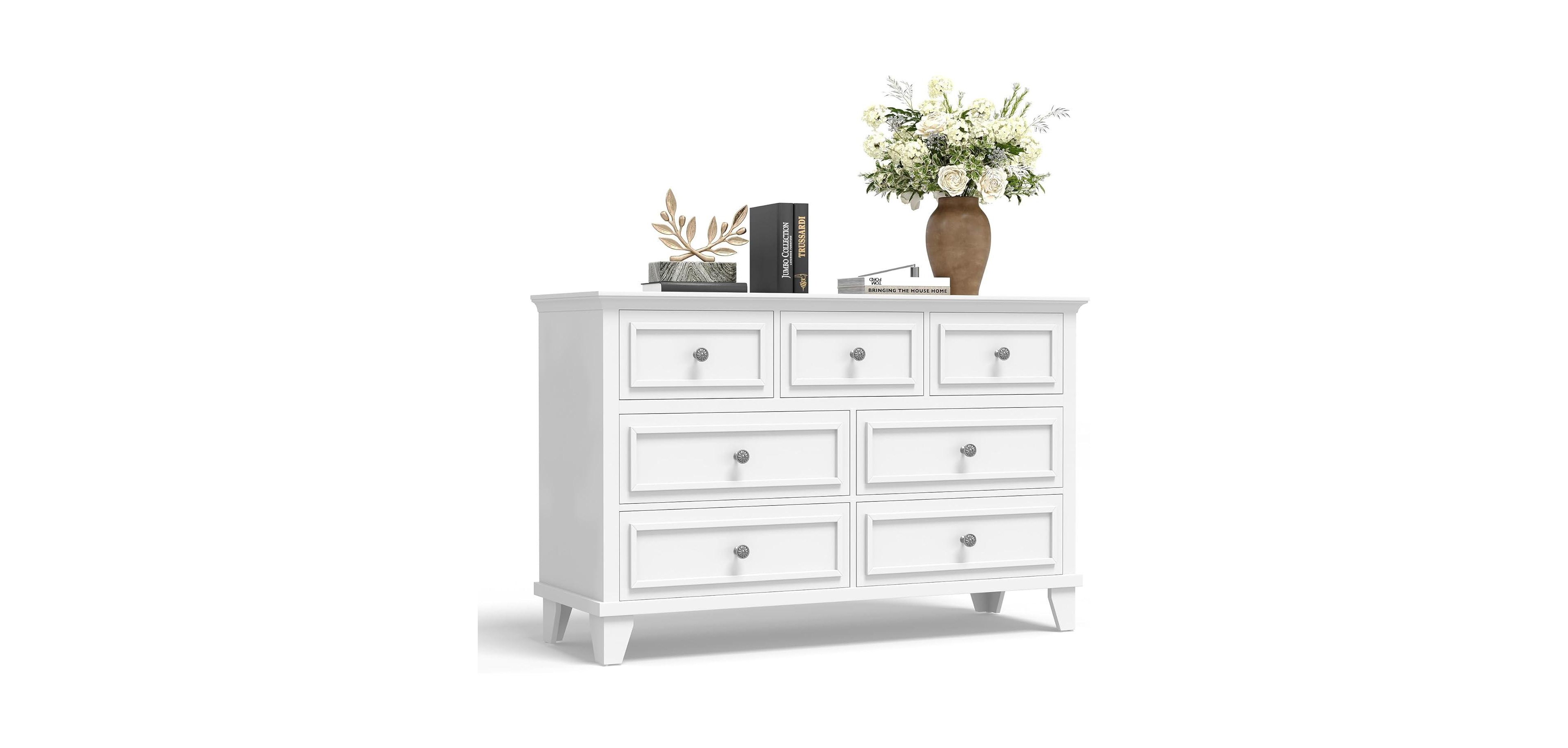 gaomon Dresser for Bedroom, 7 Drawer Dresser, Wooden Chest of Drawers with Deep Drawers, 47 in Long Dressers Tv Stand