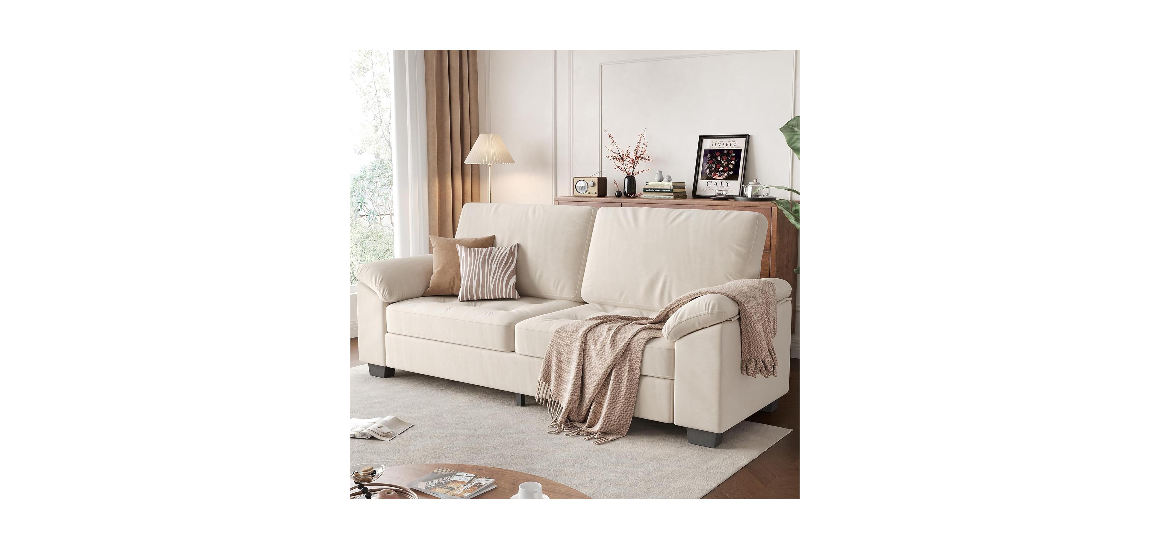 gaomon 90" Modern Oversized Velvet Loveseat, Wide Armrests, Washable Cushion Covers, Comfy 2-3 Seater Sofa