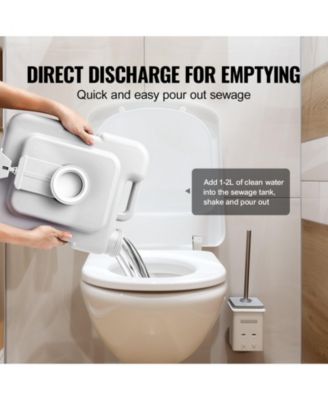 Portable Camping Toilet with Carry Bag, RV Toilet with 3.2 Gal Waste Tank, Push-Button Pressurized Flush Commode