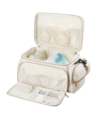 Breast Pump Bag with Waterproof Mat, Fits S1/S2, Pump Accessories & Breastmilk Storage, Portable Carrying Case for Travel, Beige