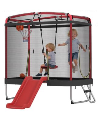 4 x 6FT Trampoline for Kids Indoor & Outdoor with Slide,