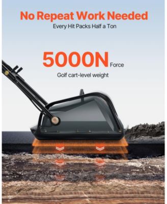 Plate Compactor, Electric Ground Rammer, 130W Output, 5 kN Force, 3.9" Depth, 16 m/min Speed, Soil Compaction Machine