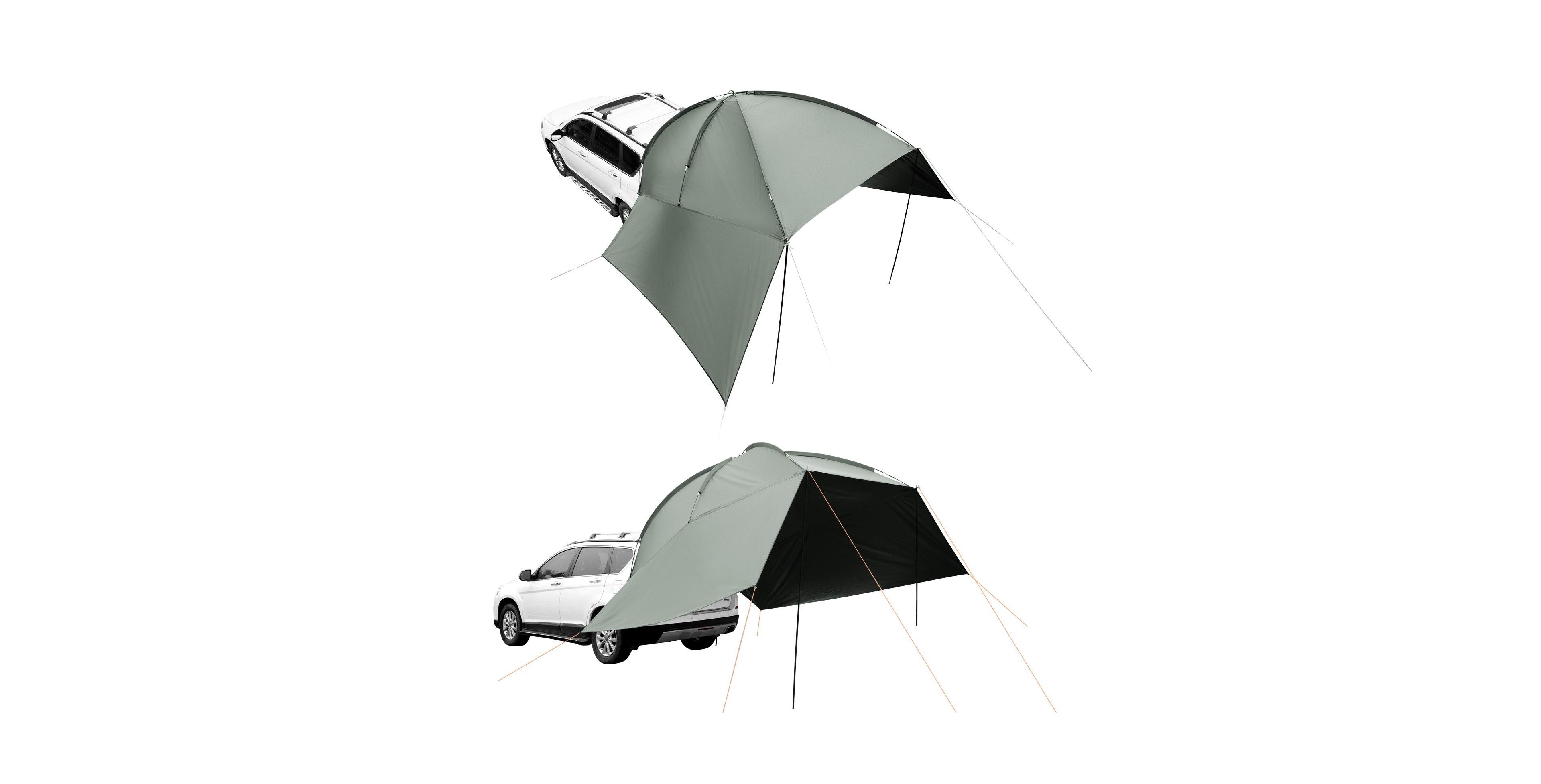 Mecale Vehicle Awning, 10' x 7' Shade Coverage Car Side Awning, PU2000mm UV50+ with Extended Side Canopies and Portable Storage Bag