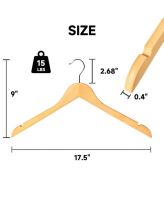 BP4U Premium Wooden Clothes Hangers, Solid Wood Coat Shirt Top Hangers for Jackets, Shirts, Dresses, Blouse, Overcoat, Tank top