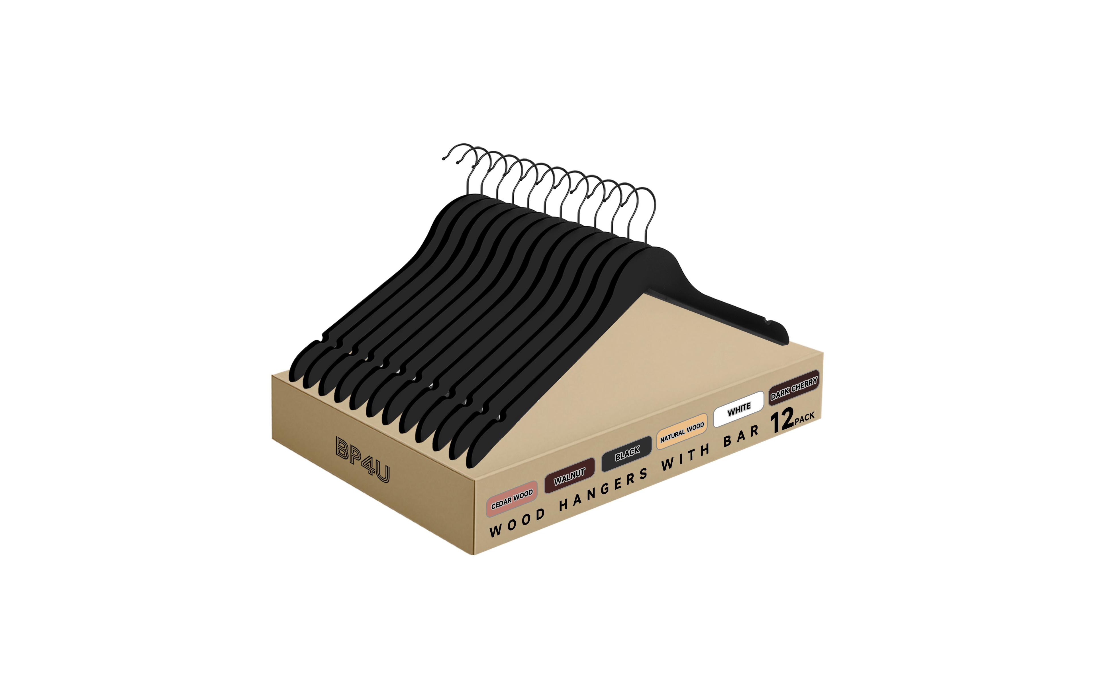 BP4U Premium Wooden Clothes Hangers, Solid Wood Coat Shirt top Hangers for Jackets, Shirts, Dresses, Blouse, Overcoat