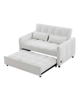 52.8'' USB Convertible Sleeper Sofa Bed with Adjustable Backrest