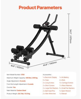 Dual-Track AB Workout Machine, Foldable Adjustable Ab & Core Trainer, 440 lb Weight Capacity, Home Gym Ab Cruncher