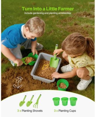 Kids Outdoor Mud Kitchen, Wooden Play Kitchen with Sink, Sunshade Canopy & Swivel Wheels, Spoons, Cookware Pots & Accessories