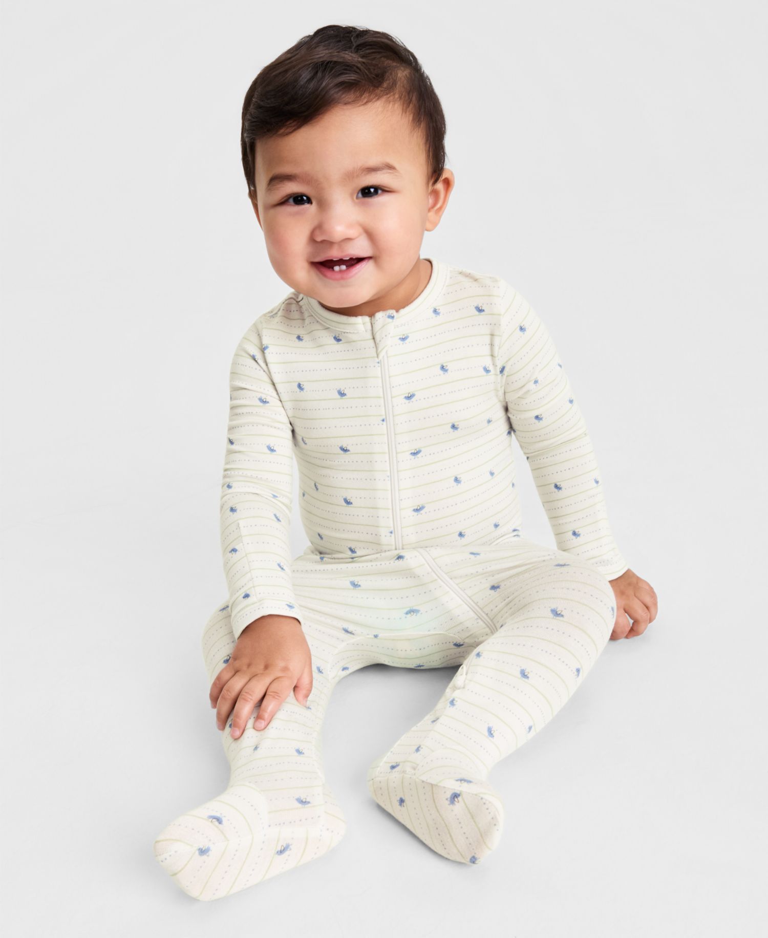 Baby Boys' Bird-Print 2-Way Zip Coveralls