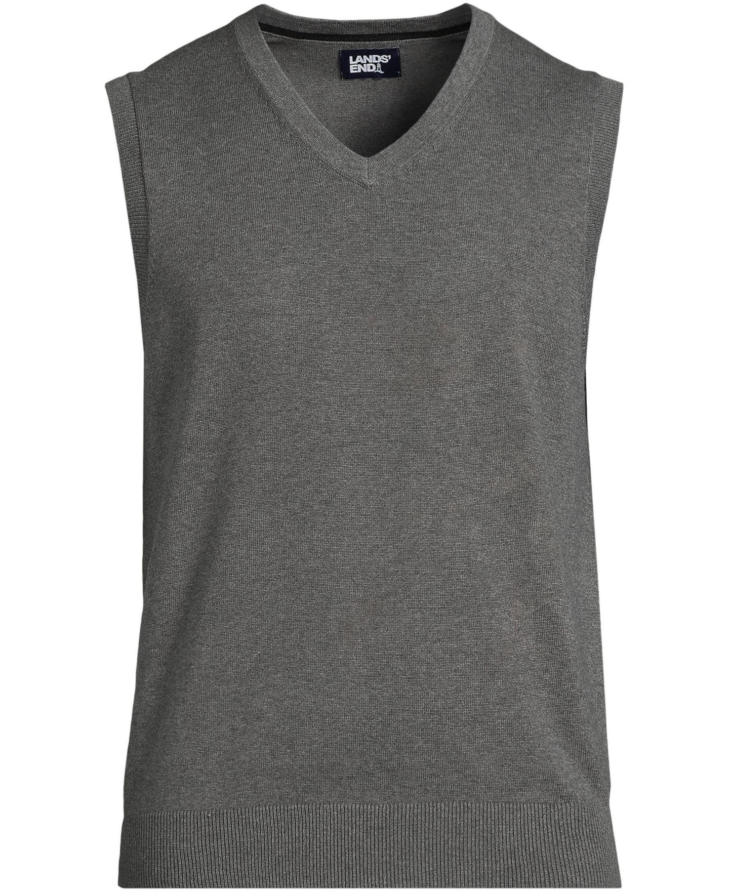 Мужской жилет Lands' End Fine Gauge Cotton, цвет: Угольный меланжевый — фото 3