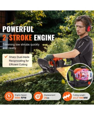 23.2" 26CC 2-Cycle Gas Hedge Trimmer, Dual-Sided Dual-Action Blade, 180&deg; Adjustable Head, Handheld Trimmer for Shrubs