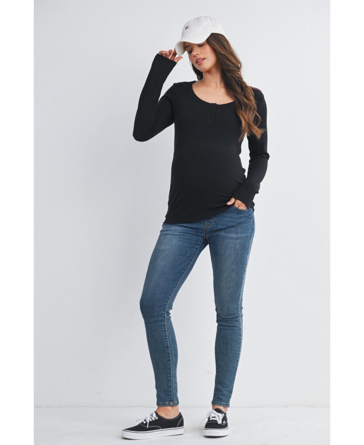 Hello Miz Womens Henley Long Sleeve Maternity Nursing Top