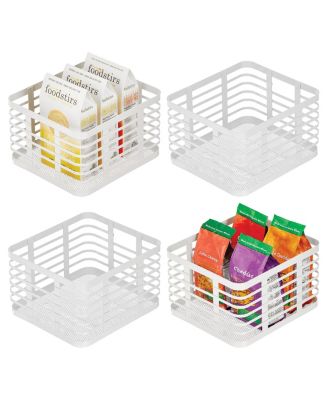 Metal Pantry Basket with Handles - Set of 4 - Matte White