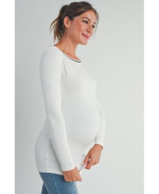 Maternity Fitted Boat Neck Long Sleeve Top