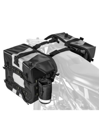 56L Motorcycle Saddlebag Set (28L x2), Waterproof Fabric Side Saddle Bags with Detachable Inner Bag, Black