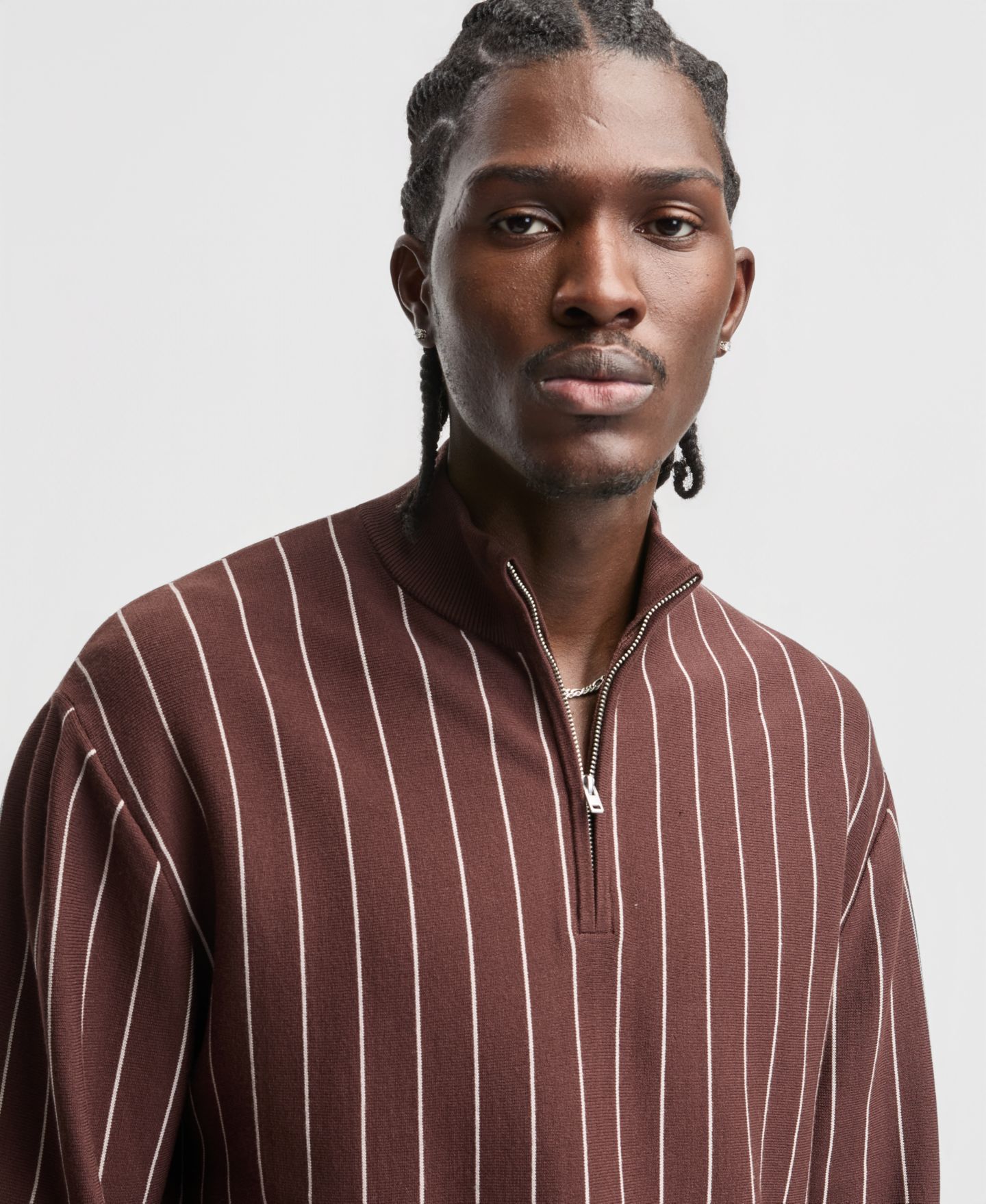 Мужской свитер Mode of One Relaxed-Fit Long-Sleeve Stripe Quarter-Zipper, цвет: Chicory Coffe — фото 2