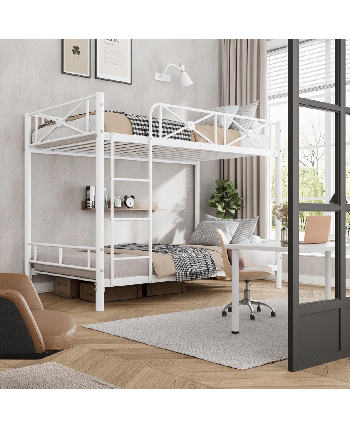 gaomon Twin Over Metal Bunk Bed, Modern Heavy Duty Steel Frame with Safety Guard Rails, Space-Saving Design for Kids Bedroom/School