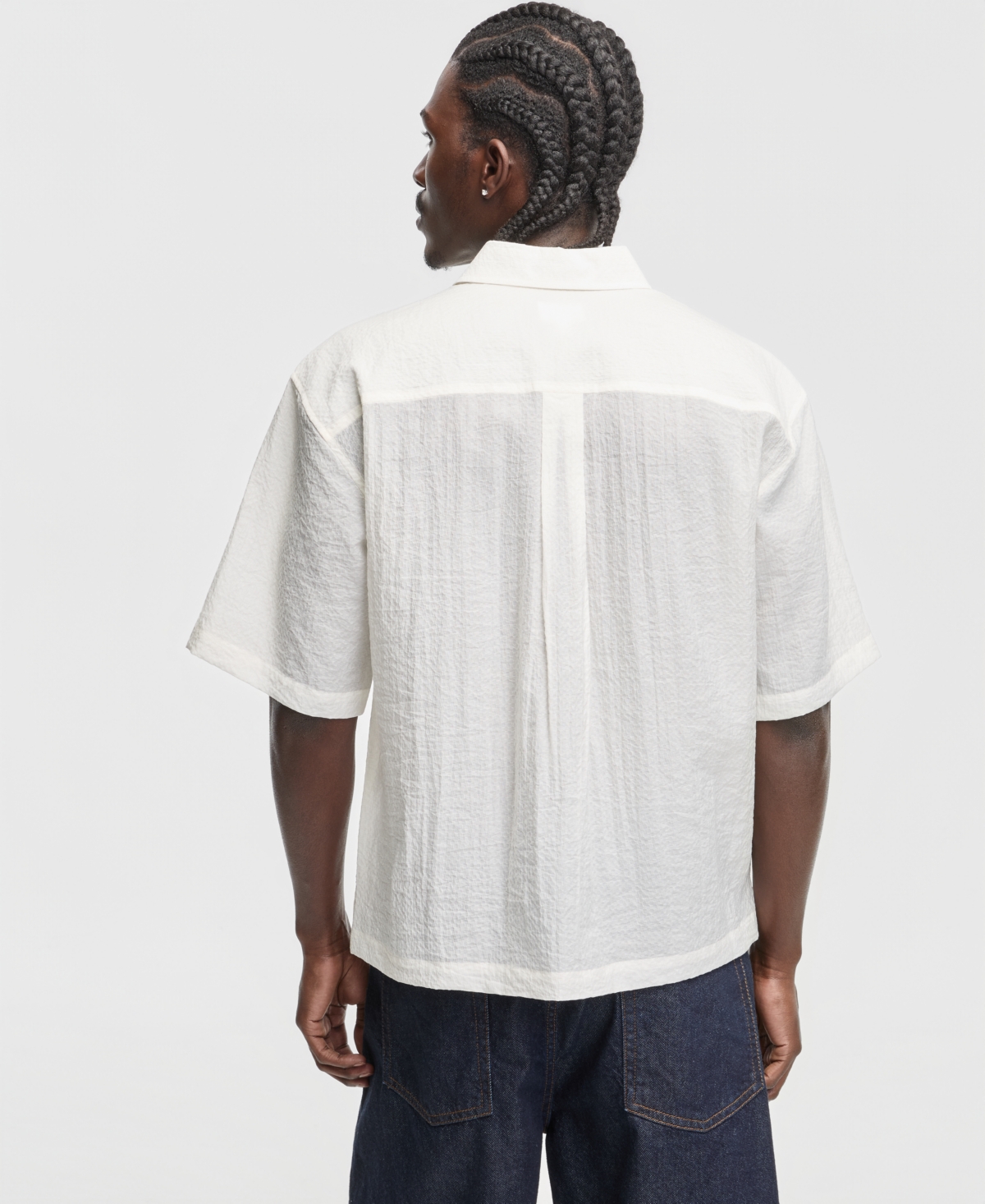 Mode of One Men's Boxy-Fit Sheer Short-Sleeve Shirt, Macy's Exclusive