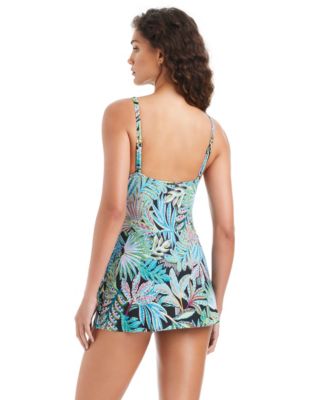 Women's V-Neck One-Piece Swim Dress