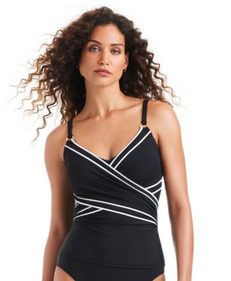 Women's Ring-Detail V-Neck Tankini Top