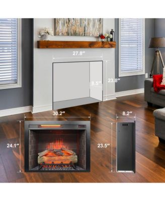 28 inch Infrared Electric Fireplace Insert, Touch Panel Home Decor Heater, Smokeless Firebox With fixed Trim Kit