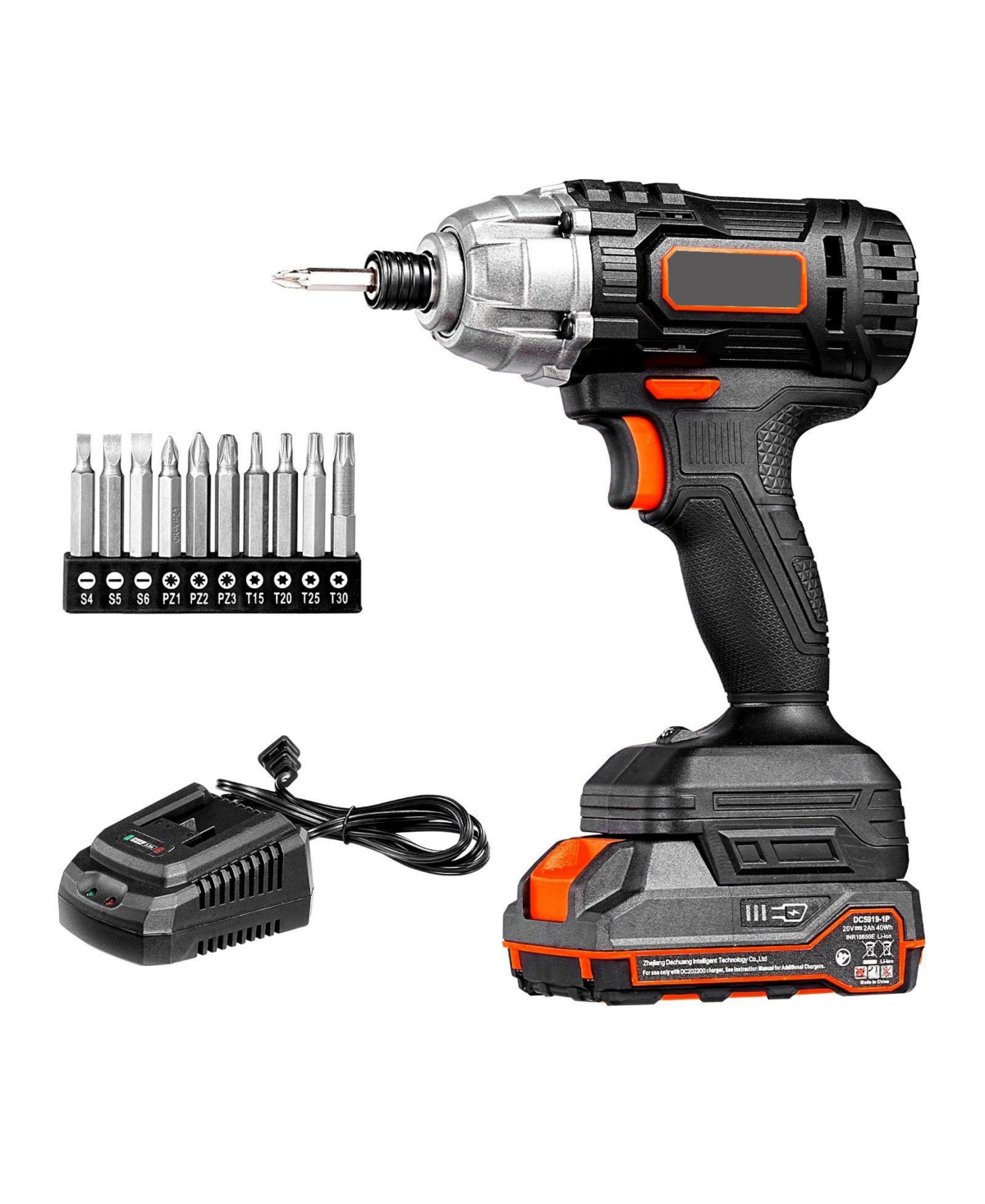 Mecale 20V Cordless 1/4" Impact Driver Kit, 2800 Rpm Max, Powerful Motor, Battery & Charger, 10 Bits, Led Work Light